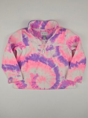 The Children’s Place Girls 3T Tie Dye Fleece Pullover Quarter Zip